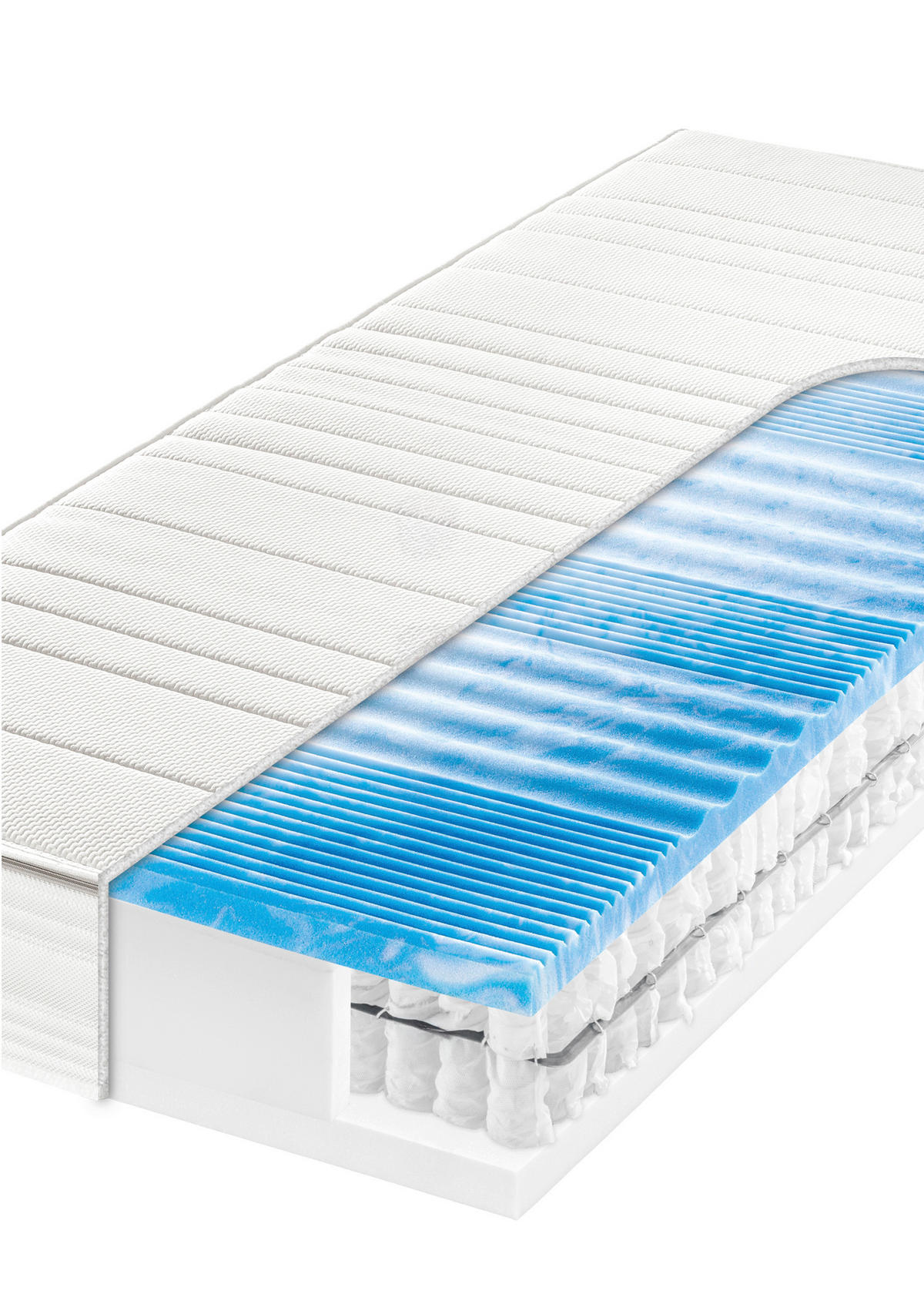 GEL-TASCHENFEDERKERNMATRATZE 140/200 cm, Höhe ca.: 20 cm, H2 = mittel, 7-Zonen - Weiß, Basics, Textil (140/200cm) - Sleeptex