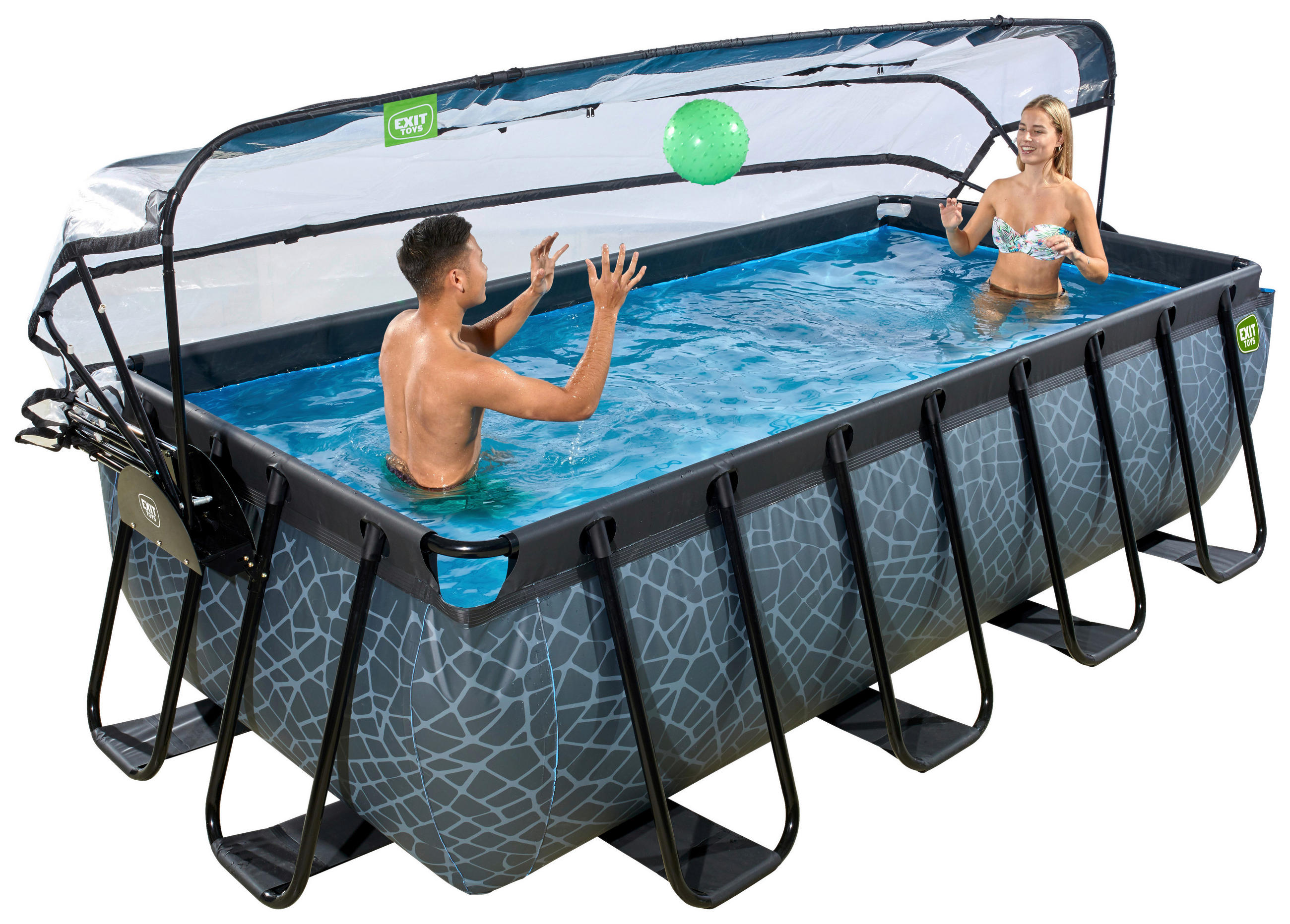 POOL 400/200/100 cm  - Blaugrau, Konventionell, Kunststoff/Metall (400/200/100cm) - EXIT Toys