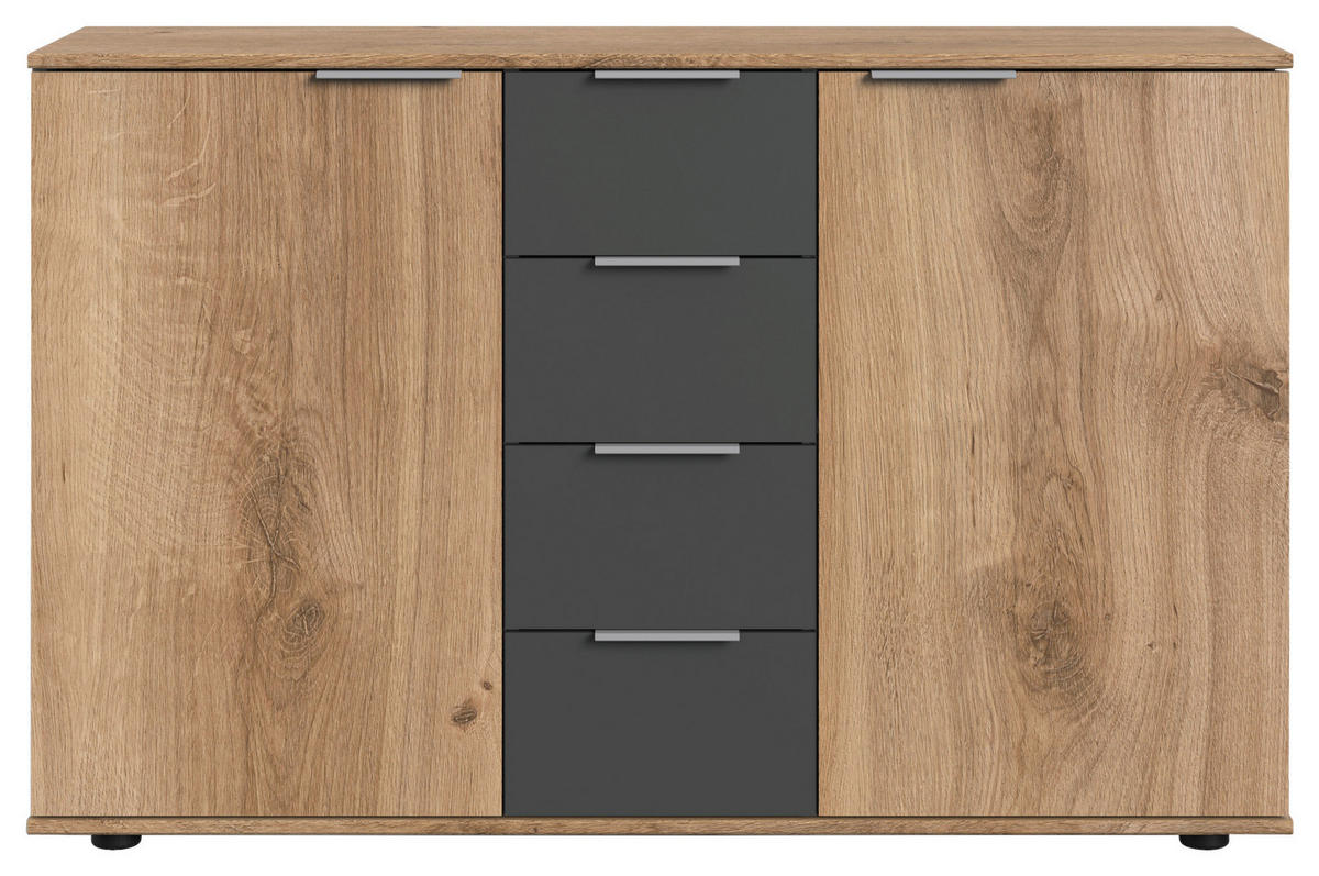 KOMMODE  in 130/83/41 cm  - Plankeneiche/Eichefarben, MODERN, Holzwerkstoff/Metall (130/83/41cm) - Carryhome