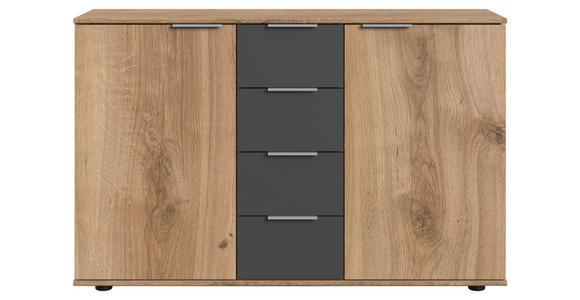 KOMMODE , 130/83/41 cm, 6 Schublade(n)  - Plankeneiche/Eichefarben, MODERN, Holzwerkstoff/Metall (130/83/41cm) - Carryhome