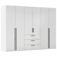 DREHTÜRENSCHRANK 301/223/61 cm,  in Weiß, Weiß Hochglanz, 6-türig  - Weiß Hochglanz/Schwarz, Basics, Holzwerkstoff/Metall (301/223/61cm) - Novel