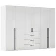 DREHTÜRENSCHRANK 301/223/61 cm,  in Weiß, Weiß Hochglanz, 6-türig  - Weiß Hochglanz/Schwarz, Basics, Holzwerkstoff/Metall (301/223/61cm) - Novel