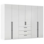 DREHTÜRENSCHRANK 301/223/61 cm,  in Weiß, Weiß Hochglanz, 6-türig  - Weiß Hochglanz/Schwarz, Basics, Holzwerkstoff/Metall (301/223/61cm) - Novel