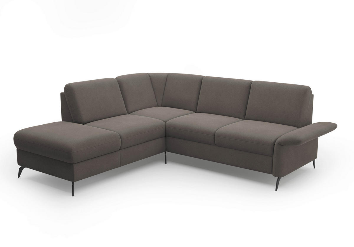 ECKSOFA in Flachgewebe Graphitfarben  216/240 cm  - Schwarz/Graphitfarben, KONVENTIONELL, Textil/Metall (216/240cm) - Sit & More