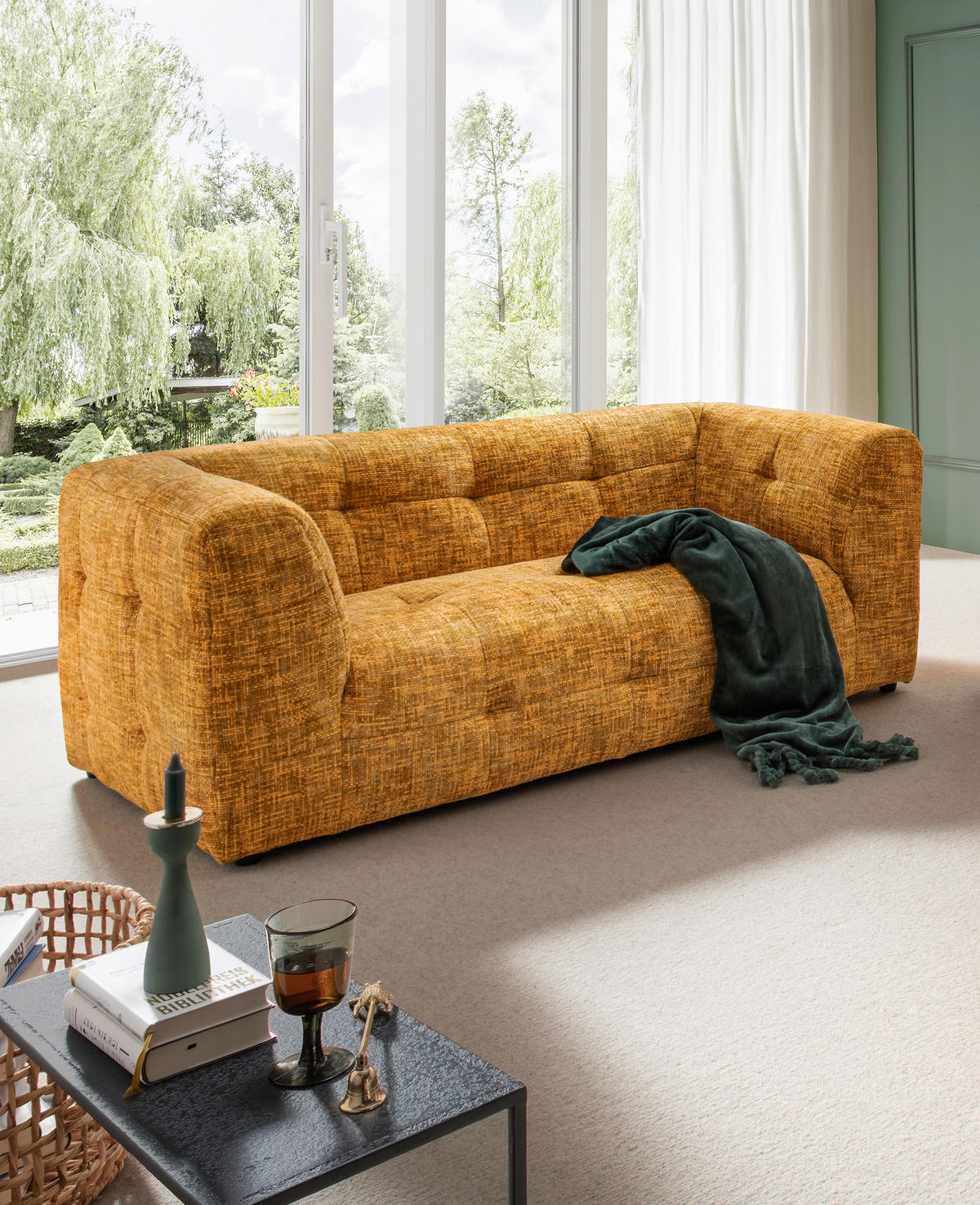 2-SITZER-SOFA in Struktur  - Schwarz, Design, Kunststoff/Textil (184/72/95cm) - Livetastic