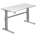 SCHREIBTISCH 160/80/72-119 cm  in Silberfarben, Weiß  - Silberfarben/Weiß, Design, Holzwerkstoff/Metall (160/80/72-119cm) - Venda