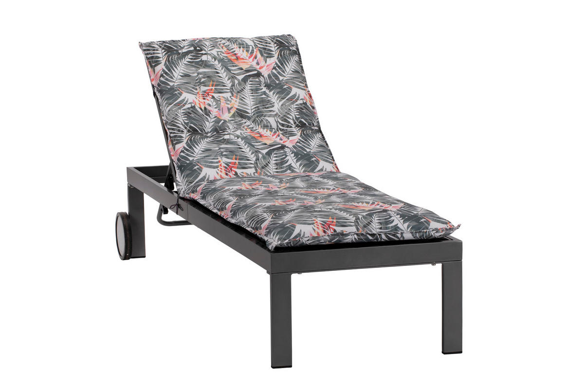 SONNENLIEGE 60/35/198 cm  - Anthrazit, Basics, Textil/Metall (60/35/198cm) - Gardenson