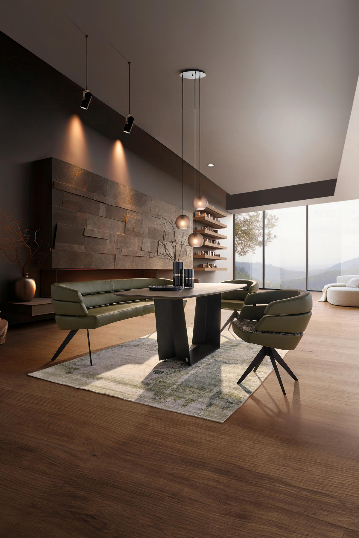 ESSTISCH in Holz, Metall 200/95/75 cm  - Wildeiche/Schwarz, Design, Holz/Metall (200/95/75cm) - Joop!