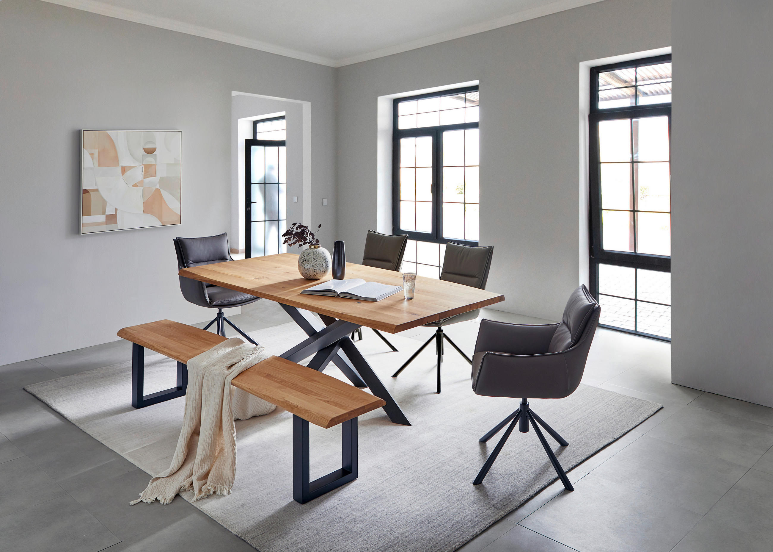 Thumbnail - Novel Armlehnstuhl, Anthrazit, Schwarz, Metall, Textil, konisch, Rundrohr, 60x90x65 cm, Beinauswahl, Stoffauswahl, Typen...