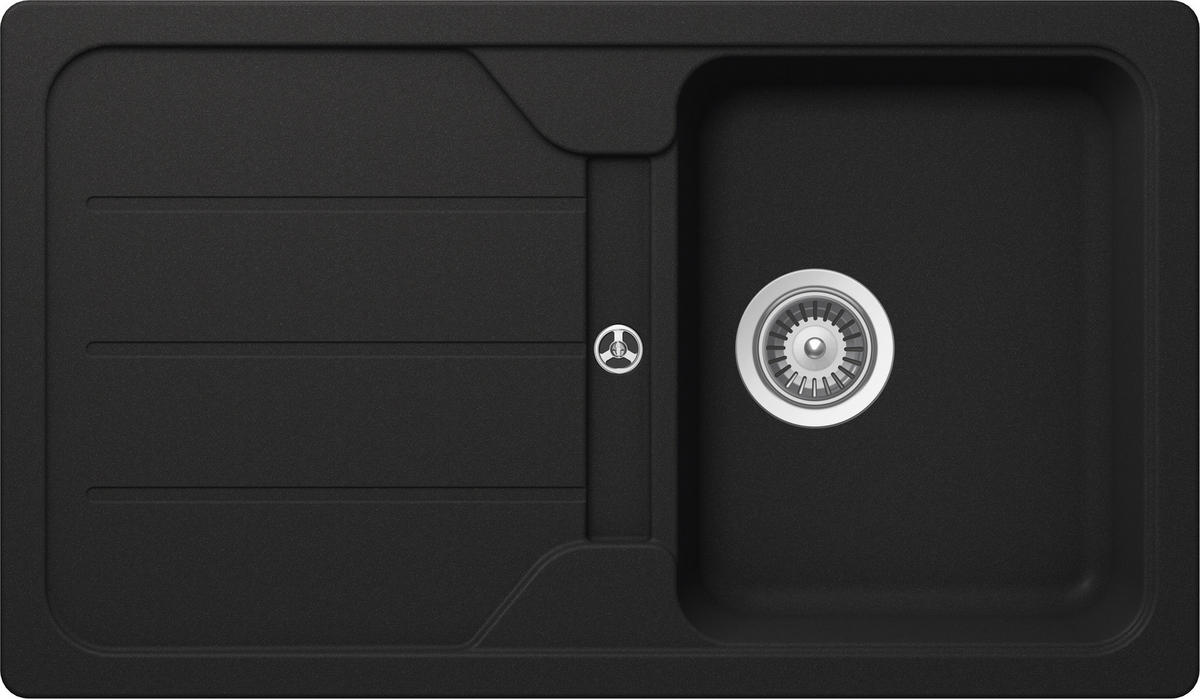 SPÜLE FOMD100AGON  - Schwarz, Basics, Stein (86/50cm) - Schock