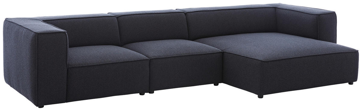 ECKSOFA in Flachgewebe Dunkelblau  - Schwarz/Dunkelblau, Design, Kunststoff/Textil (341/164cm) - W.Schillig