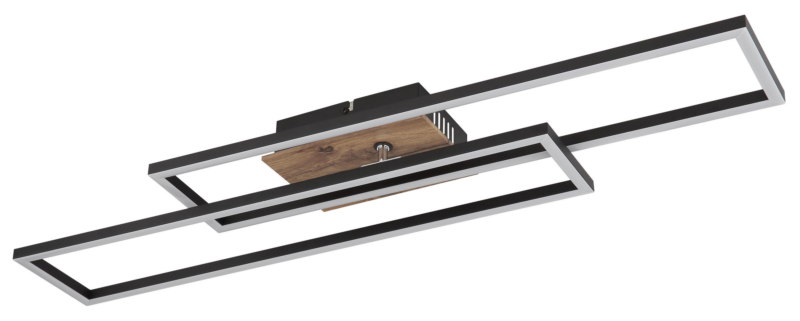 LED-DECKENLEUCHTE Dakari 80/60/8 cm  - Schwarz/Braun, Design, Holzwerkstoff/Kunststoff (80/60/8cm) - Globo
