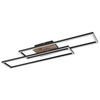 LED-DECKENLEUCHTE Dakari 80/60/8 cm  - Schwarz/Braun, Design, Holzwerkstoff/Kunststoff (80/60/8cm) - Globo