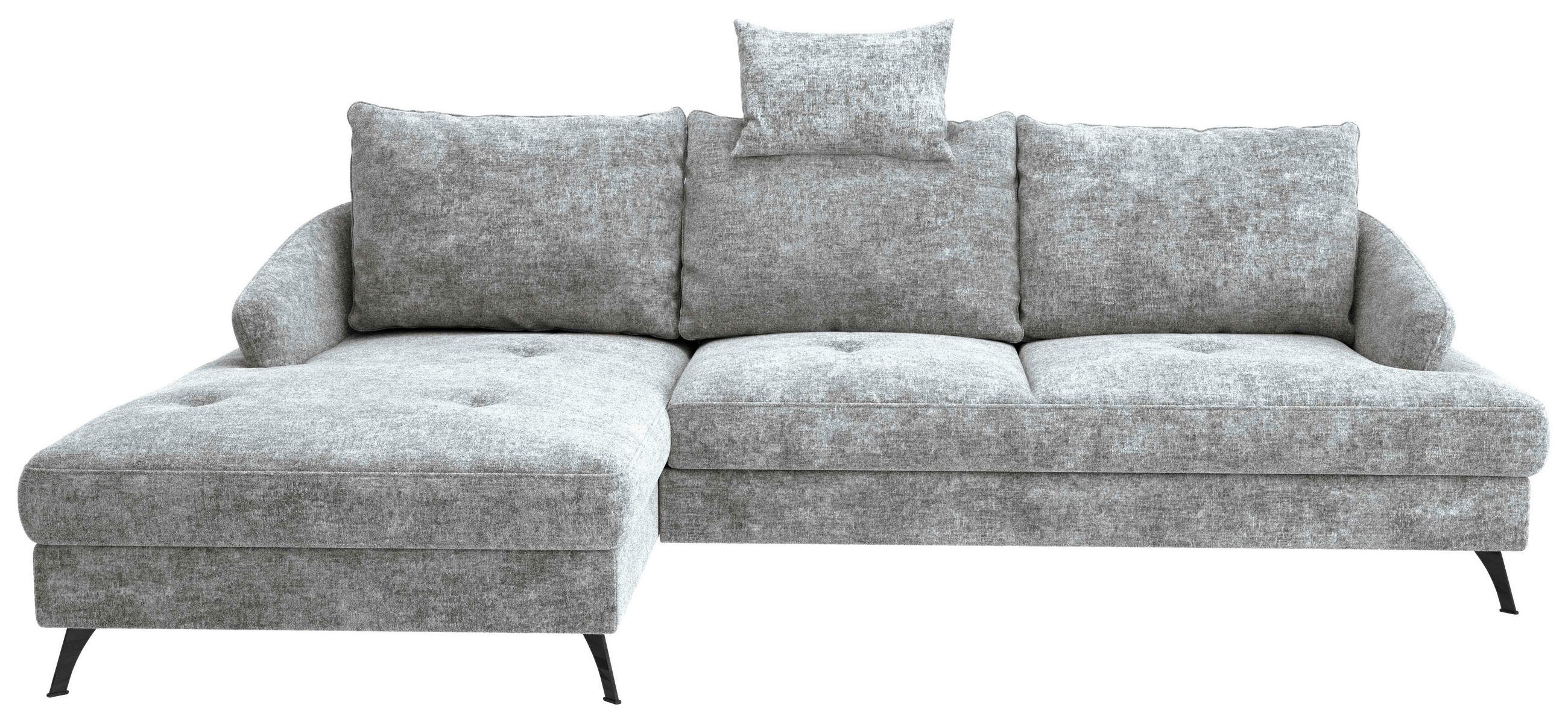 ECKSOFA in Webstoff Grau  - Schwarz/Grau, Konventionell, Textil/Metall (183/293cm) - Carryhome