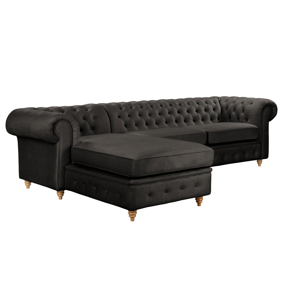 ECKSOFA Mikrofaser Anthrazit  - Anthrazit/Braun, Design, Holz/Textil (182/284cm) - P & B