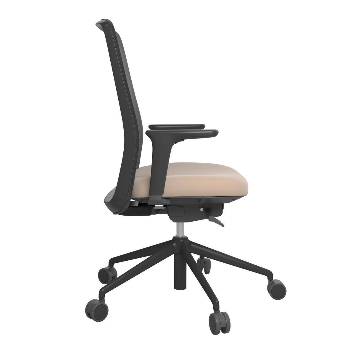 DREHSTUHL Lederlook Schwarz, Beige  - Beige/Schwarz, MODERN, Kunststoff/Textil (70/103-115/70cm)