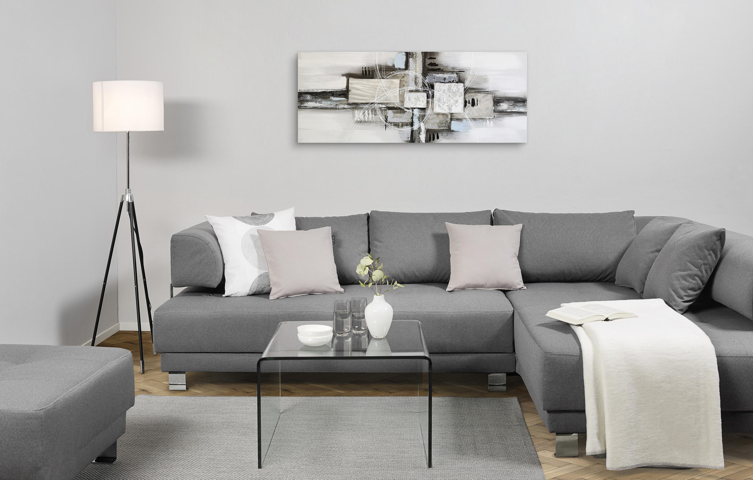 ULJENA SLIKA  150/55 cm       - bijela/siva, Design, drvo/metal (150/55cm) - Monee