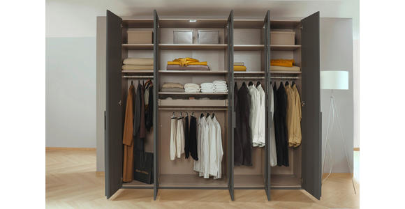 DREHTÜRENSCHRANK 251/235/60 cm 5-türig Graphitfarben - Graphitfarben, Trend, Glas/Holzwerkstoff (251/235/60cm) - Novel