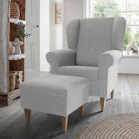 SESSELSET ASINO Chenille Hocker    - Naturfarben/Grau, KONVENTIONELL, Holz/Textil (80/102/86cm) - Livetastic