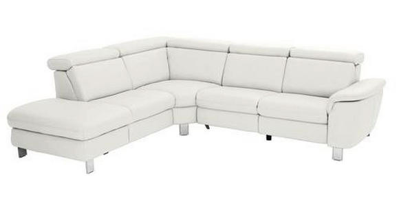 ECKSOFA in Echtleder Weiß  - Alufarben/Weiß, Design, Leder/Metall (242/271cm) - Cantus