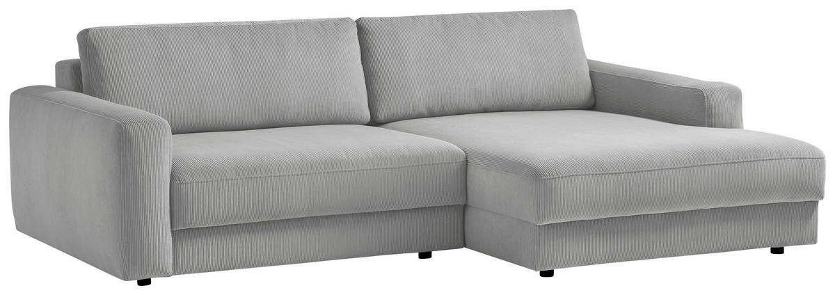 ECKSOFA in Cord Grau  - Schwarz/Grau, Modern, Textil (250/176cm) - Trendmanufaktur