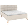POLSTERBETT 180/200 cm,  in Creme, Bettkasten, motorische Verstellbarkeit, Fernbedienung, Lattenroste, Matratzen, H3 + H3 = fest  - Creme/Schwarz, KONVENTIONELL, Holz/Textil (180/200cm) - Musterring