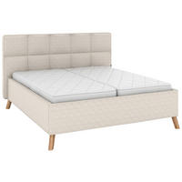 POLSTERBETT 180/200 cm,  in Creme, Bettkasten, motorische Verstellbarkeit, Fernbedienung, Lattenroste, Matratzen, H2 + H3 = mittel + fest  - Creme/Schwarz, KONVENTIONELL, Holz/Textil (180/200cm) - Musterring