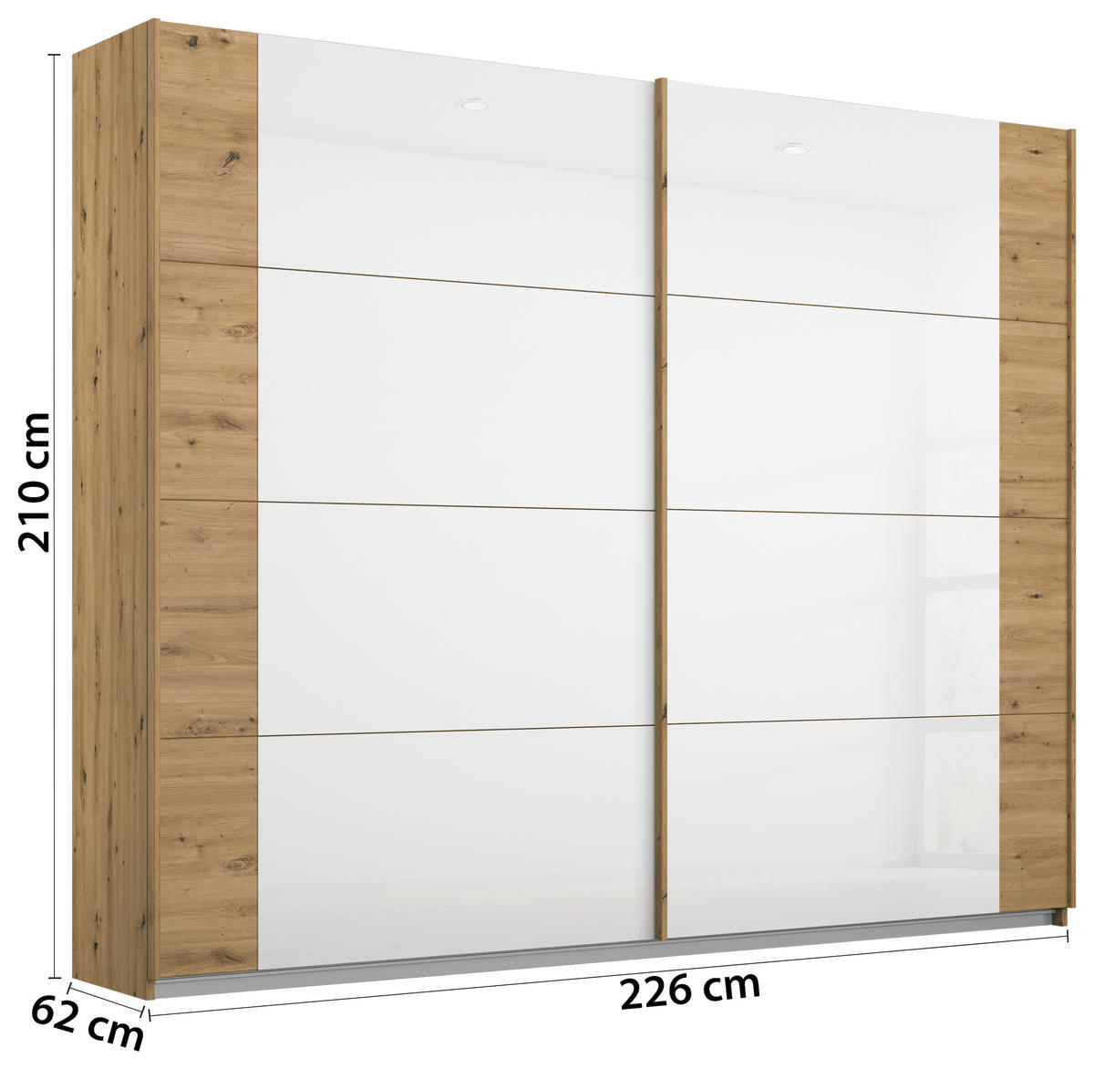 SKŘÍŇ S POSUVNÝMI DVEŘMI, bílá, dub artisan, 226/210/62 cm - bílá/dub artisan, Moderní, kov/kompozitní dřevo (226/210/62cm) - Rauch Möbel