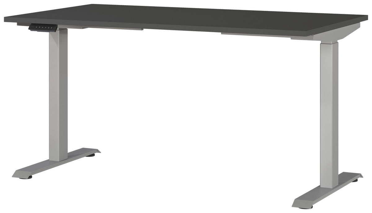 SCHREIBTISCH 140/80/72-118 cm  in Graphitfarben, Silberfarben  - Silberfarben/Graphitfarben, MODERN, Holzwerkstoff/Metall (140/80/72-118cm) - Novel