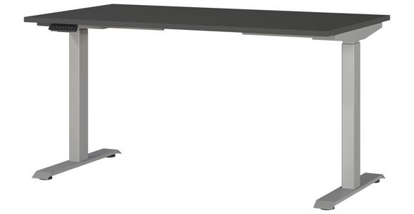 SCHREIBTISCH 140/80/72-118 cm Graphitfarben, Silberfarben höhenverstellbar  - Silberfarben/Graphitfarben, MODERN, Holzwerkstoff/Metall (140/80/72-118cm) - Novel