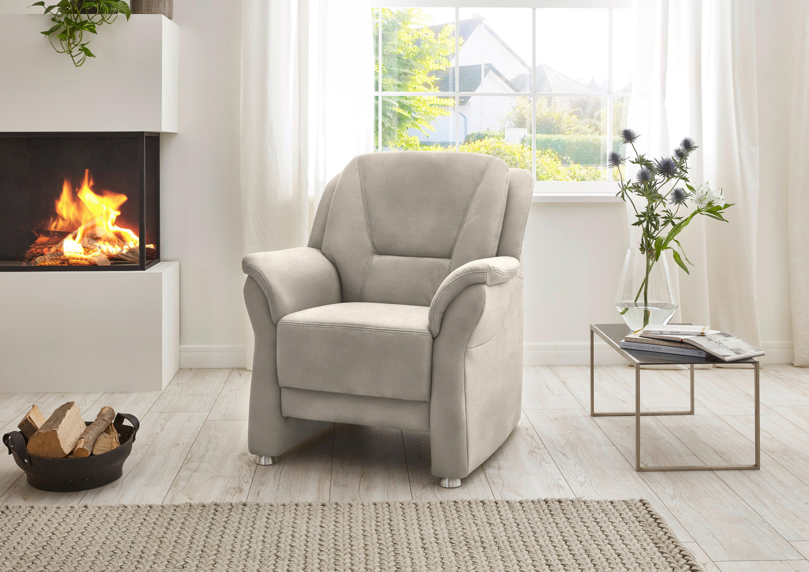 SESSEL in Mikrofaser Creme  - Beige/Creme, Konventionell, Textil/Metall (90/100/89cm) - Beldomo Comfort