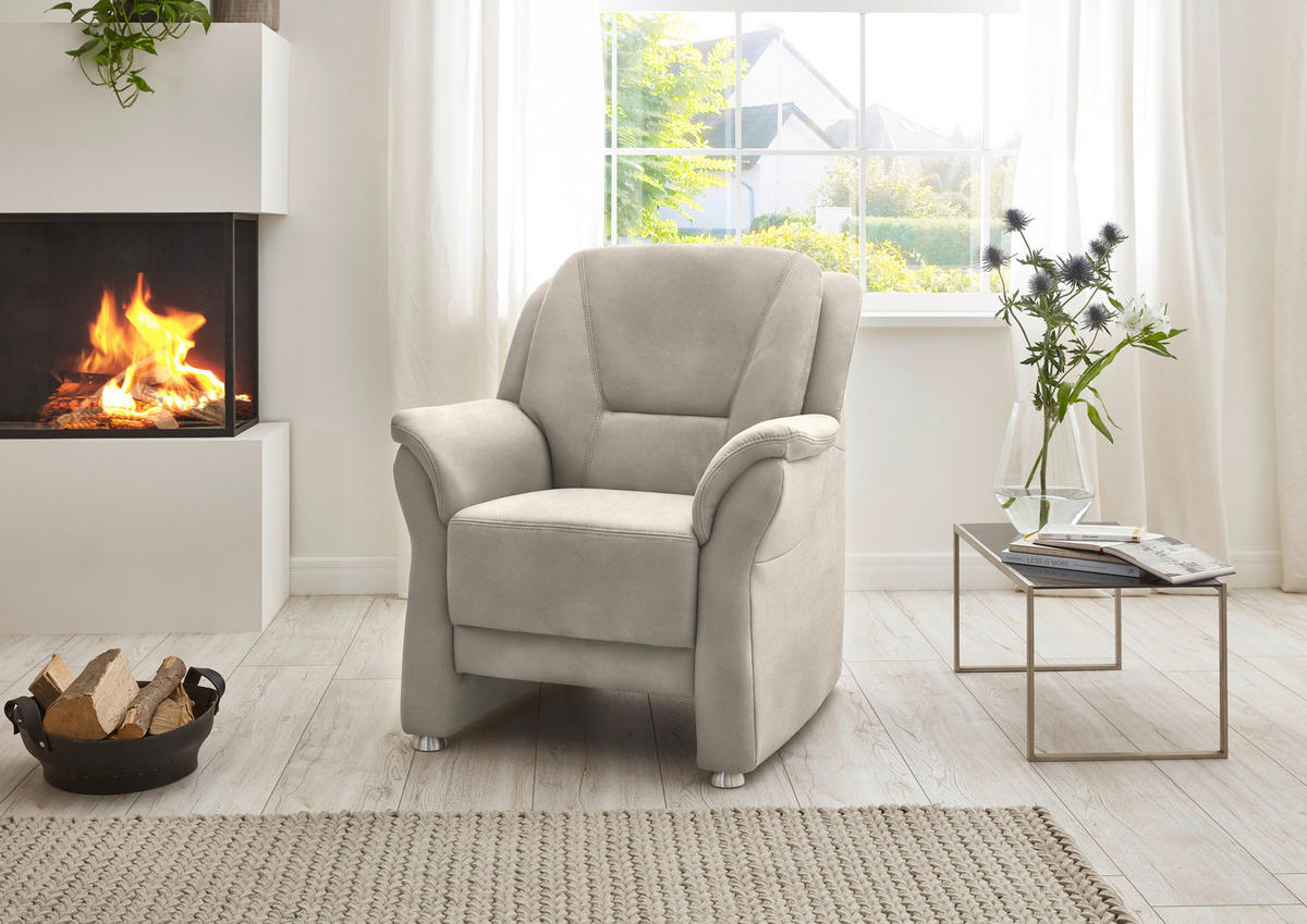 SESSEL in Mikrofaser Creme  - Beige/Creme, Konventionell, Textil/Metall (90/100/89cm) - Beldomo Comfort