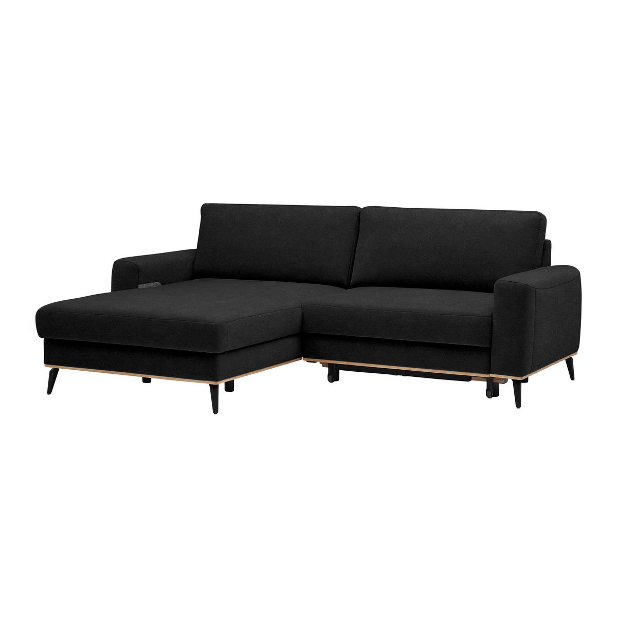 ECKSOFA in Lederlook, Mikrofaser Schwarz  - Schwarz, Konventionell, Holz/Textil (167/234cm) - MID.YOU