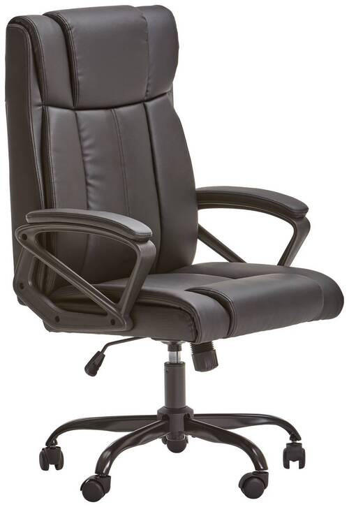 SCAUN DIRECTORIAL  in imitație piele negru  - negru, Modern, plastic/metal (64/108-116/64,5cm) - Livetastic