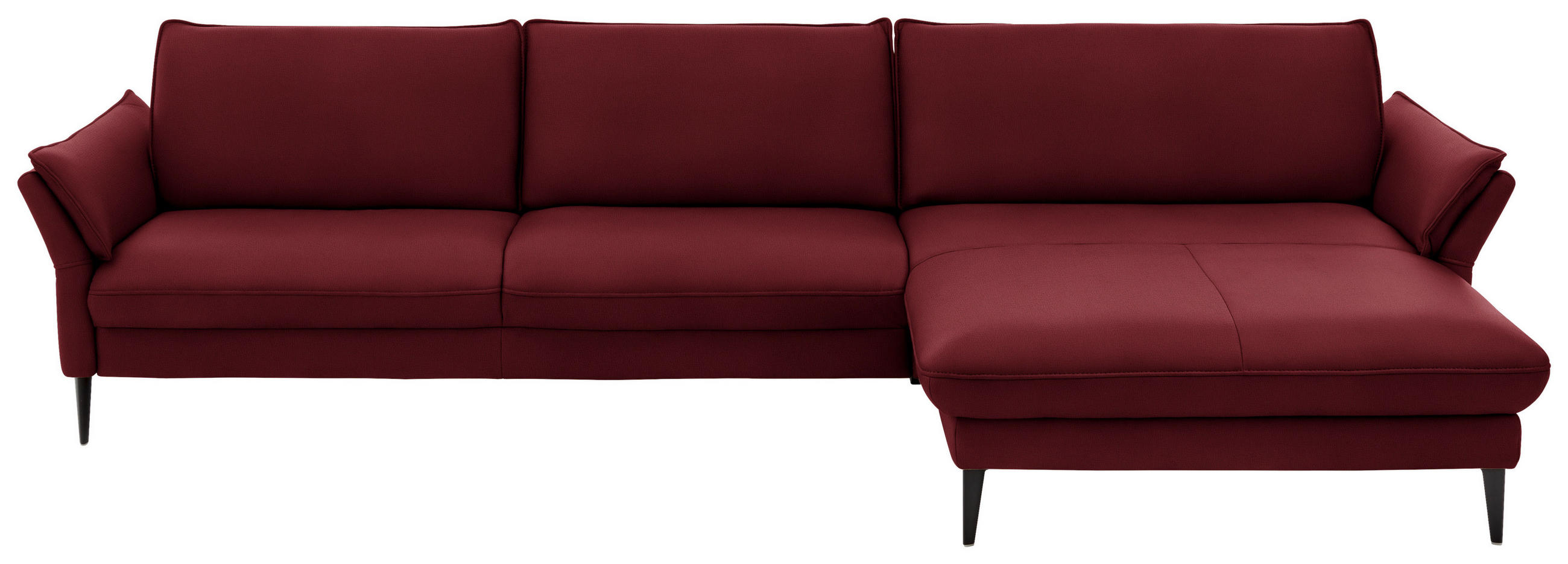 ECKSOFA in Echtleder Rot  - Rot/Schwarz, Design, Leder/Metall (334/172cm) - Valdera