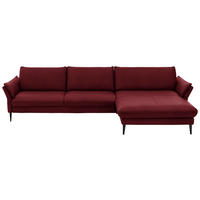 ECKSOFA in Echtleder Rot  - Rot/Schwarz, Design, Leder/Metall (334/172cm) - Hukla