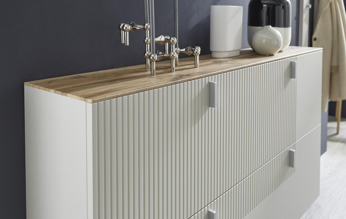 HÄNGESCHUHSCHRANK Eiche furniert Eichefarben, Sandfarben  - Sandfarben/Eichefarben, Design, Holz/Holzwerkstoff (140/79/28cm) - Dieter Knoll