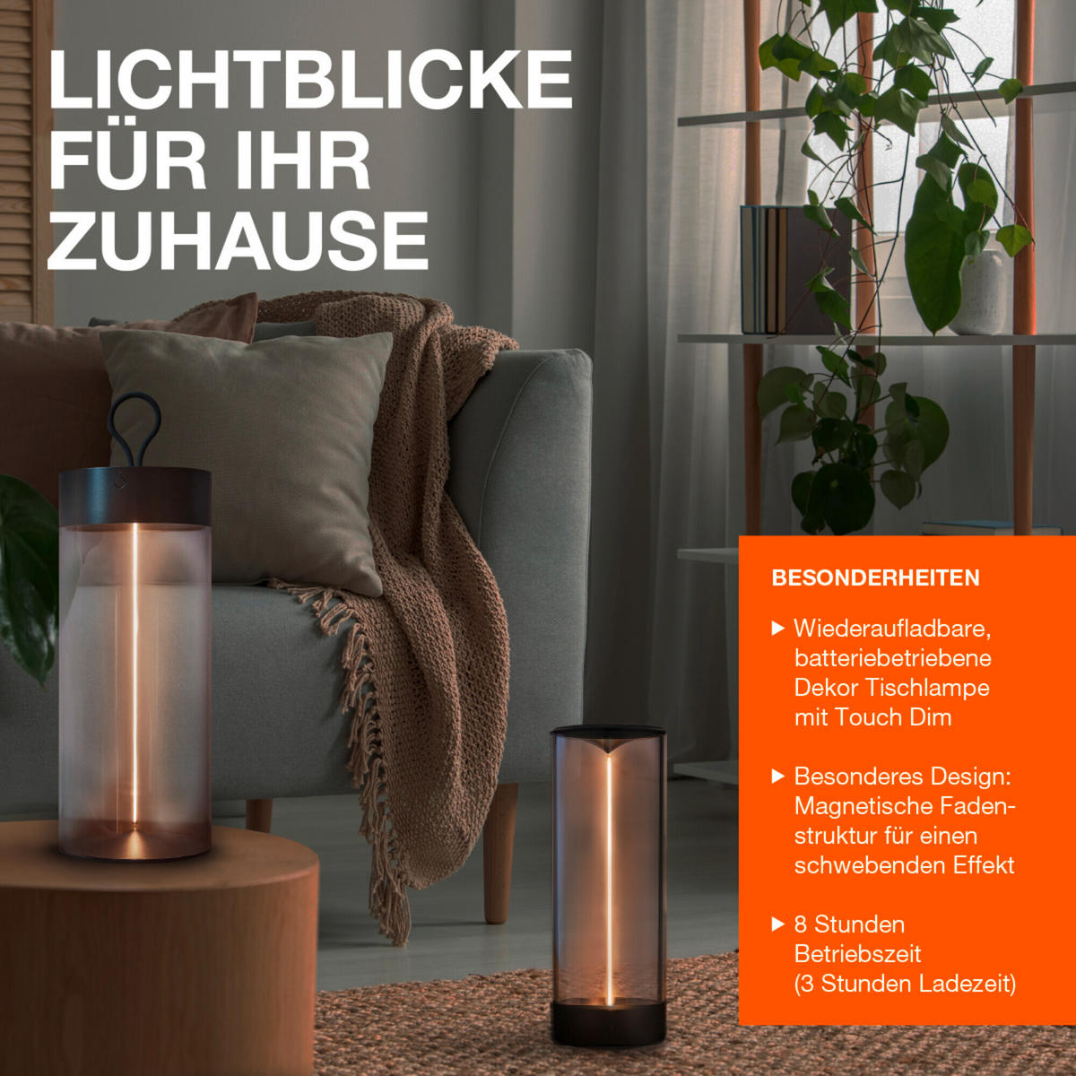 AKKU-TISCHLEUCHTE Decor Filament 9/24 cm   - Transparent/Dunkelgrau, Basics, Kunststoff (9/24cm) - Ledvance