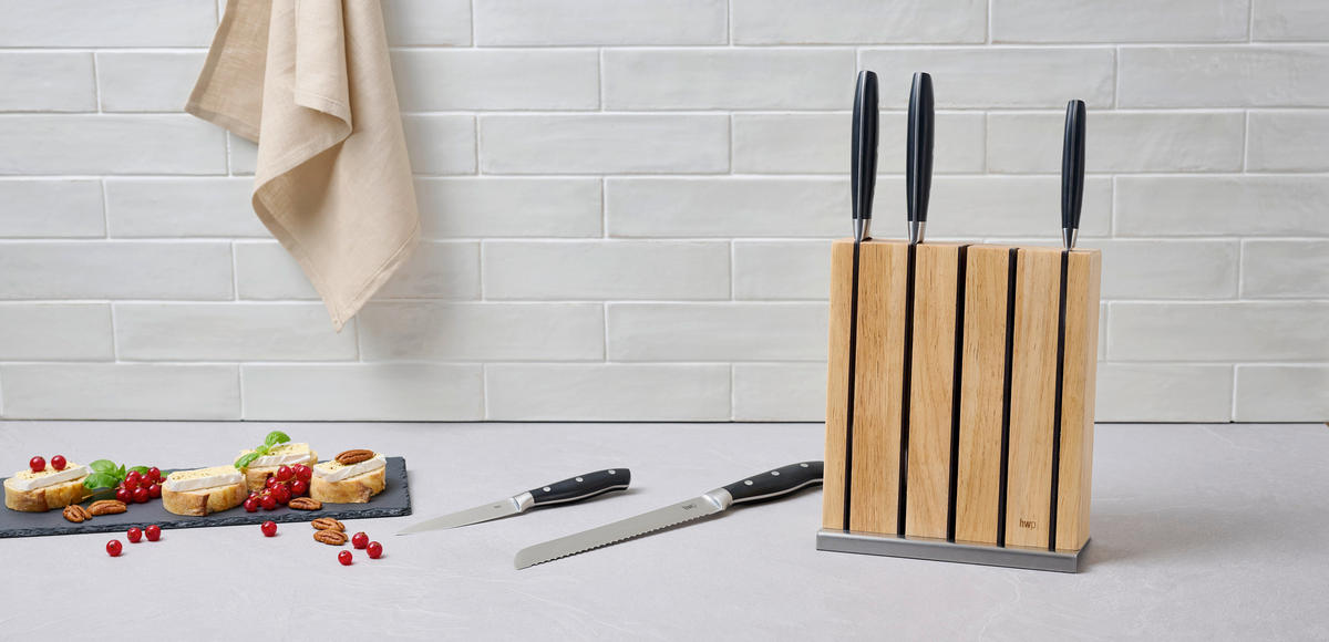 MESSERBLOCK 6-teilig  - Hellbraun/Schwarz, Basics, Holz/Kunststoff - Homeware Profession.