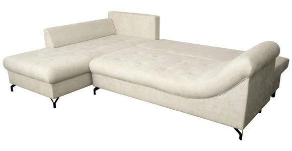 ECKSOFA Perlmutt Struktur  inkl. Rückenkissen, Bettkasten, Schlaffunktion, Rücken echt, Liegefläche im Originalstoff  - Perlmutt/Schwarz, KONVENTIONELL, Textil/Metall (194/274cm) - Carryhome