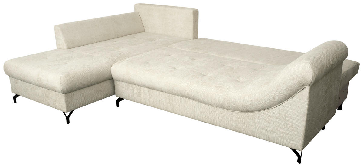 ECKSOFA Perlmutt Struktur  - Perlmutt/Schwarz, KONVENTIONELL, Textil/Metall (194/274cm) - Carryhome