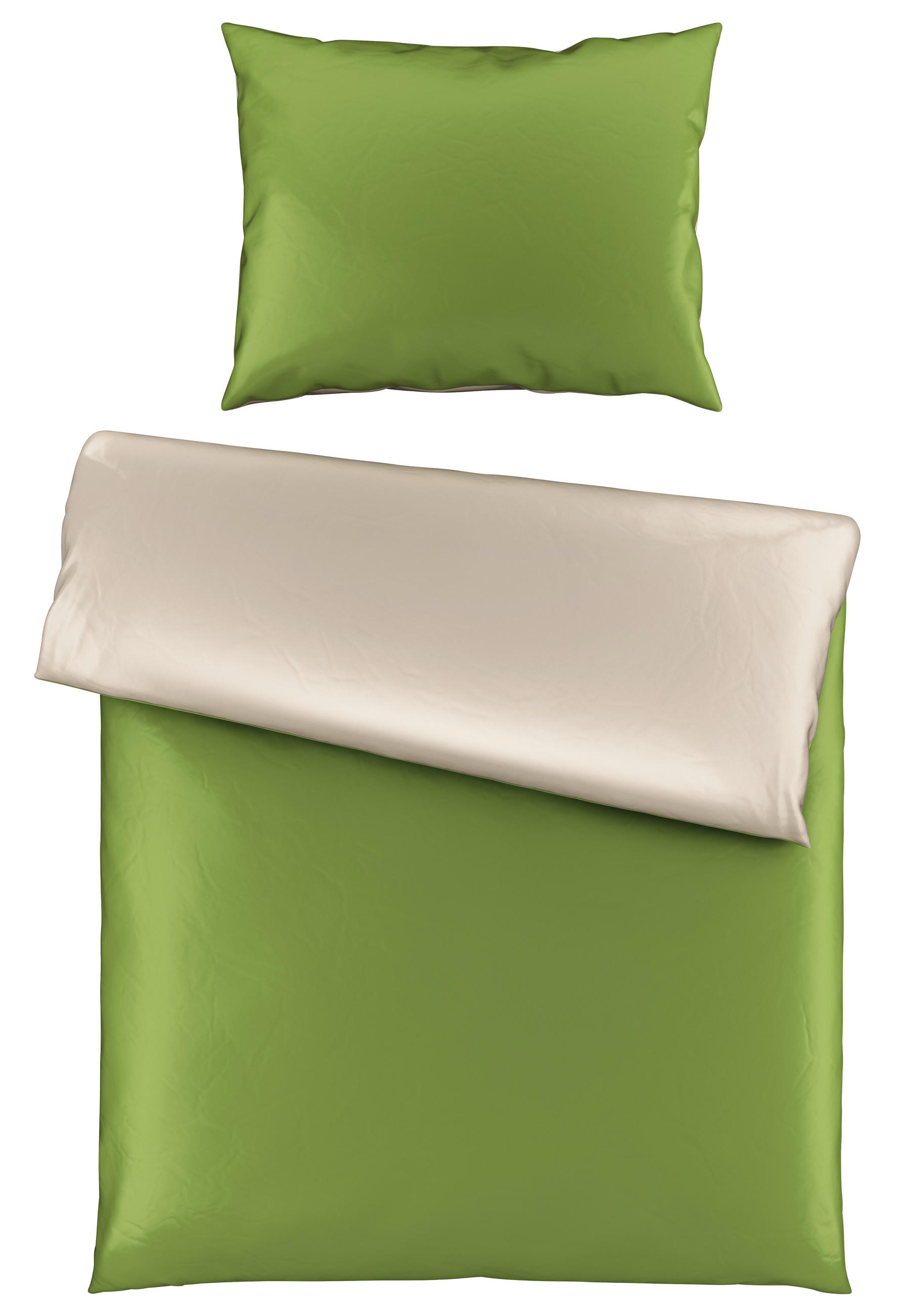 OBOJESTRANSKA POSTELJNINA OLIVE 140/200 cm saten zelena  - zelena, Basics, tekstil (140/200cm) - Esposa