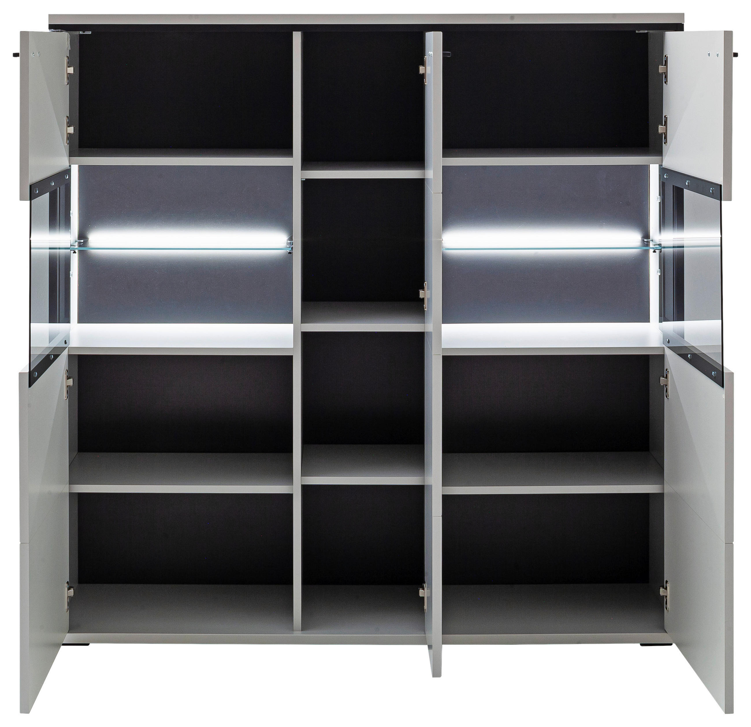 Thumbnail - Stylife Highboard, Schwarz, Weiß, Glas, Holzwerkstoff, 11 Fächer, 134x136x38 cm, Beimöbel erhältlich, Wohnzimmer, Kommod...