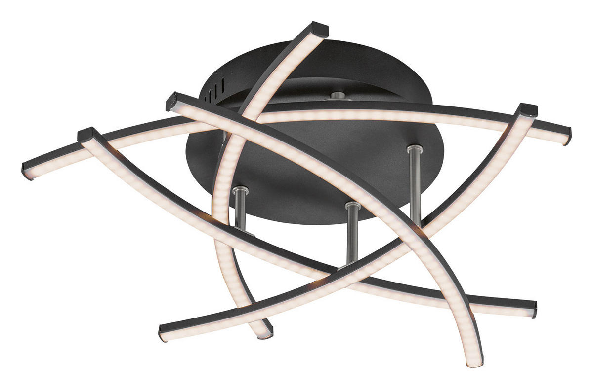 LED-DECKENLEUCHTE Cross TW 50 cm  - Schwarz/Nickelfarben, Design, Metall (50cm) - Fischer & Honsel