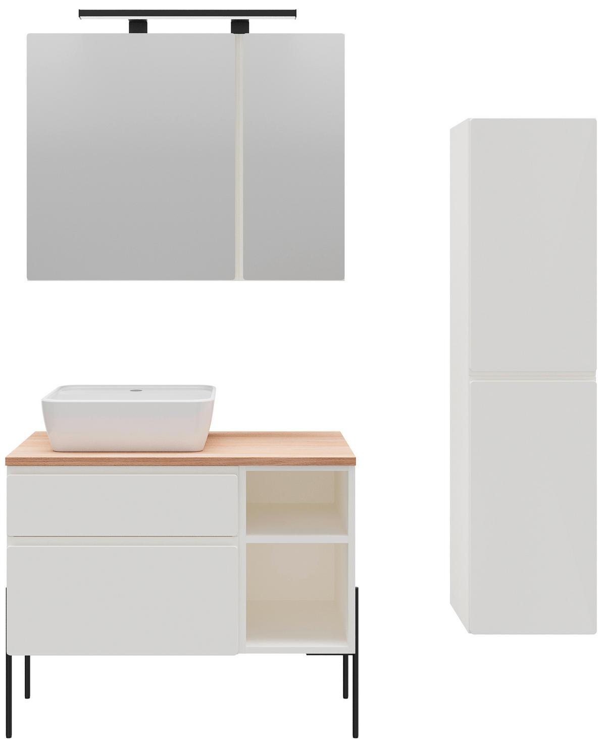 WASCHBECKENUNTERSCHRANK 90/51/47 cm  - Eichefarben/Weiß, MODERN, Holzwerkstoff (90/51/47cm) - Welnova