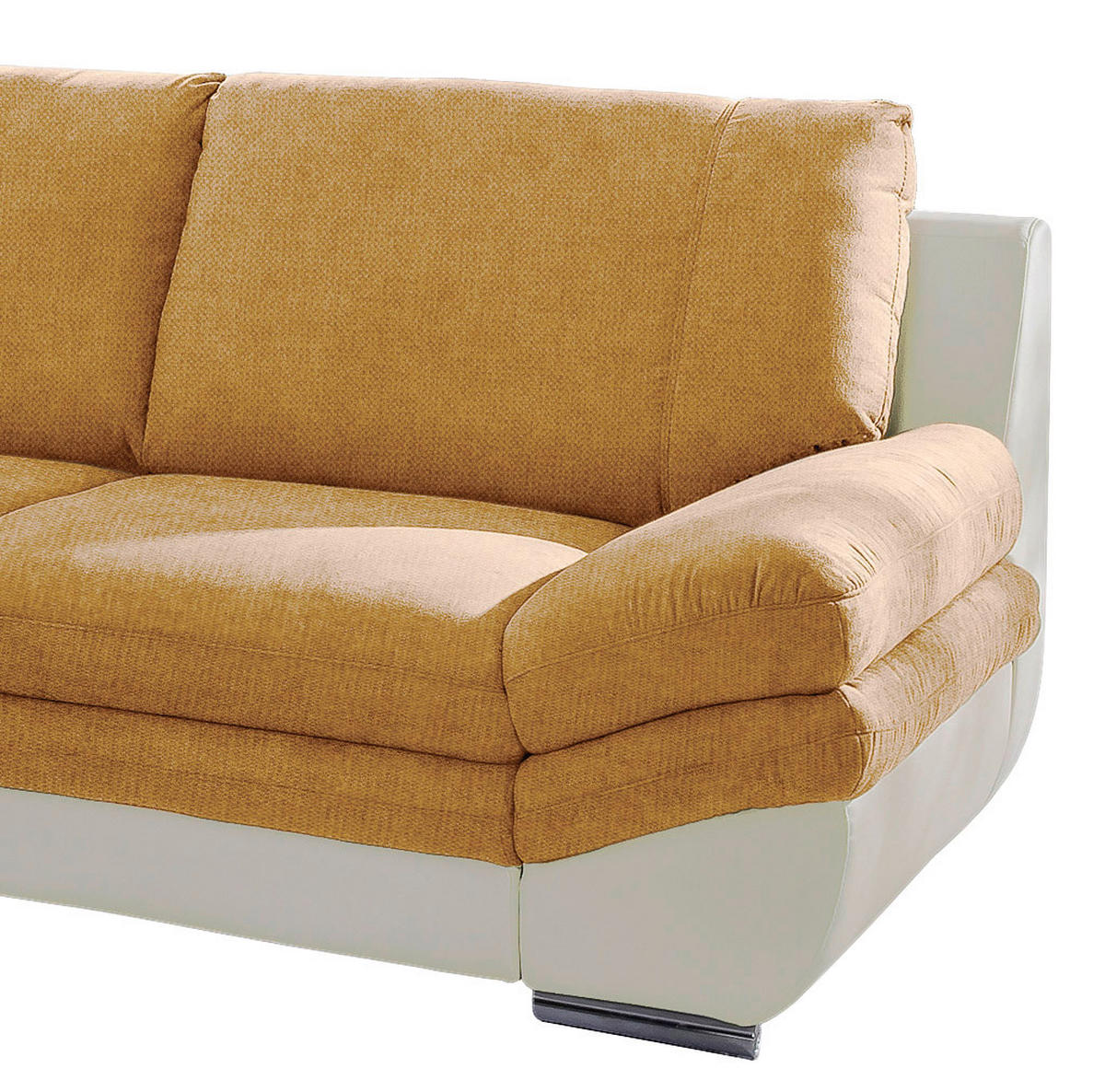 WOHNLANDSCHAFT in Creme, Dunkelgelb  - Chromfarben/Dunkelgelb, Modern, Textil/Metall (221/264cm) - MID.YOU