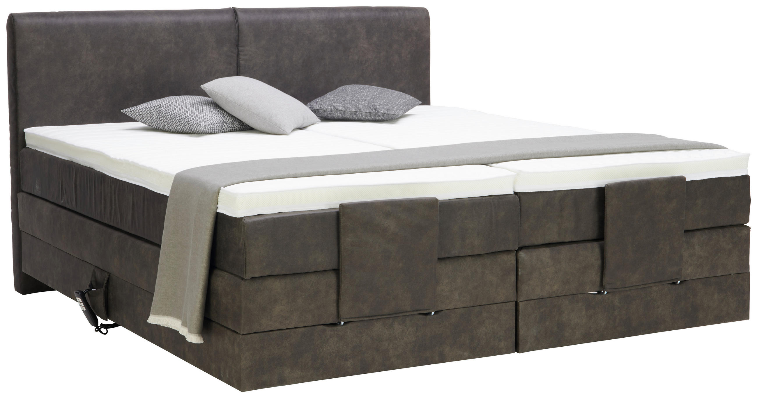 BOXSPRINGBETT 180/200 cm  in Schlammfarben  - Schlammfarben/Schwarz, Design, Kunststoff/Textil (180/200cm) - Hom`in