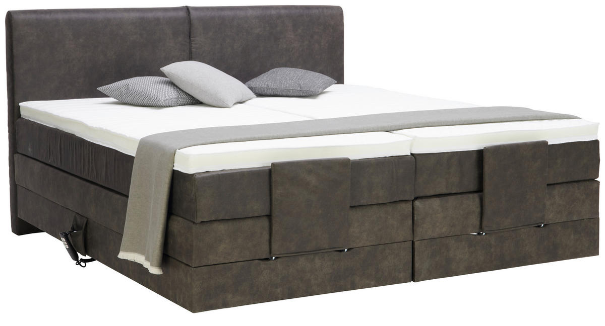 BOXSPRINGBETT 180/200 cm  in Schlammfarben  - Schlammfarben/Schwarz, Design, Kunststoff/Textil (180/200cm) - Hom`in