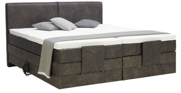 BOXSPRINGBETT 180/200 cm  in Schlammfarben  - Schlammfarben/Schwarz, Design, Kunststoff/Textil (180/200cm) - Hom`in