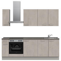 KÜCHENBLOCK 240 cm   in Grau, Schieferfarben  - Schieferfarben/Edelstahlfarben, MODERN, Holzwerkstoff/Metall (240cm) - Nobilia